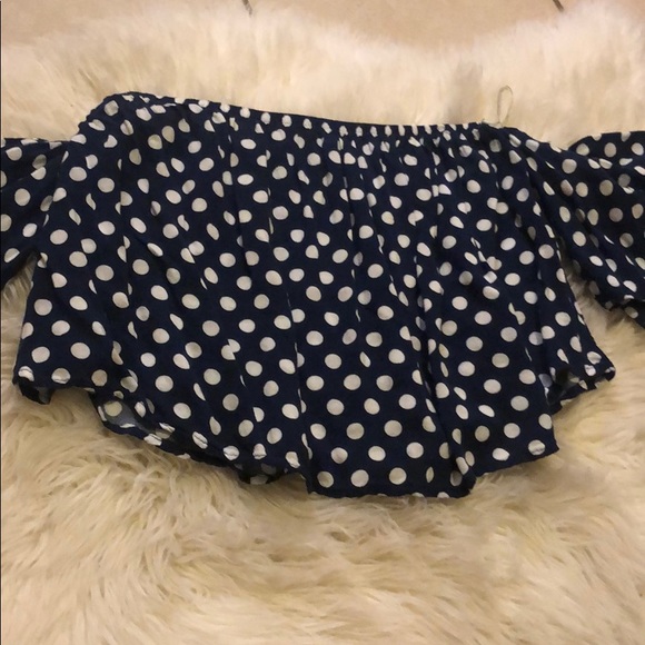 Navy blue polka dot crop top - Picture 2 of 2
